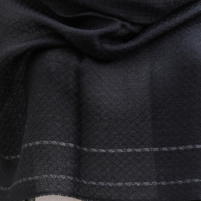 Alpaca blend shawl, 'Sensual Mystery' - Handwoven Alpaca Blend Shawl in Black from Peru