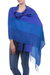 Alpaca blend shawl, 'Passionate Woman in Blue' - Handwoven Alpaca Blend Shawl with Blue Stripes from Peru (image 2a) thumbail