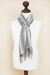 Men's alpaca blend scarf, 'Manly Stripes' - Men's Handwoven Alpaca Blend Wrap Scarf in Grey from Peru (image 2c) thumbail