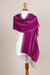 Alpaca blend scarf, 'Effortless Style' - Alpaca Blend Wrap Scarf with Wave Motifs from Peru (image 2b) thumbail