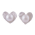 Cultured pearl stud earrings, 'Glowing Hearts' - Peruvian Cultured Pearl Sterling Silver Heart Stud Earrings (image 2a) thumbail