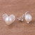 Cultured pearl stud earrings, 'Glowing Hearts' - Peruvian Cultured Pearl Sterling Silver Heart Stud Earrings (image 2b) thumbail