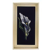 'Calla Lily' - Framed Painting of a Calla Lily Flower from Peru