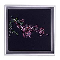 'The Cantua' - Framed Painting of a Salvia Flower from Peru