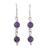 Amethyst dangle earrings, 'Andean Emotion' - Dangle Earrings in Sterling Silver with Two Amethyst Beads thumbail