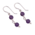 Amethyst dangle earrings, 'Andean Emotion' - Dangle Earrings in Sterling Silver with Two Amethyst Beads