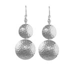 Sterling silver dangle earrings, 'Luminous Sentries' - Double Disk Sterling Silver Dangle Earrings from Peru