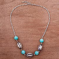 Amazonite beaded pendant necklace, 'Warm Ocean'