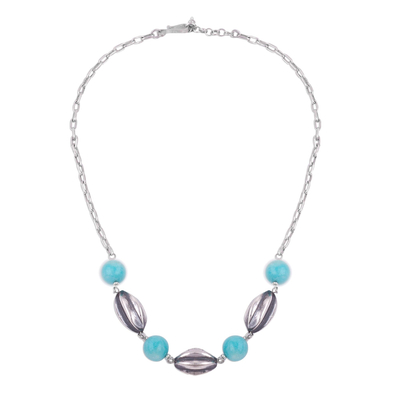 Amazonite and Sterling Silver Beaded Pendant Necklace