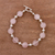 Rose quartz and sterling silver beaded bracelet, 'Pink Simplicity' - Rose Quartz and Sterling Silver Beaded Bracelet from Peru thumbail