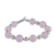 Rose quartz and sterling silver beaded bracelet, 'Pink Simplicity' - Rose Quartz and Sterling Silver Beaded Bracelet from Peru thumbail