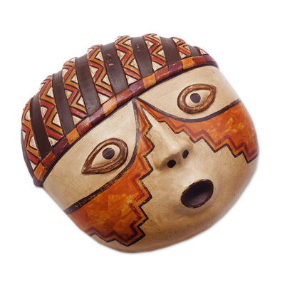Máscara de cerámica - Máscara de Cerámica Artesanal de un Guerrero Wari de Perú