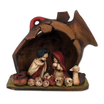 Handcrafted Ceramic Nativity Scene Sculpture from Peru
