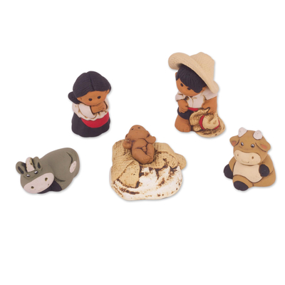 Six Piece Petite Ceramic Nativity Scene from Peru