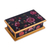 Reverse-painted glass decorative box, 'Colonial Bouquet' - Reverse-Painted Glass Decorative Box in Black from Peru