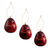 Dried mate gourd ornaments, 'Night Watchmen' (set of 3) - Artisan Crafted Dried Gourd Red Owl Ornaments (set of 3)