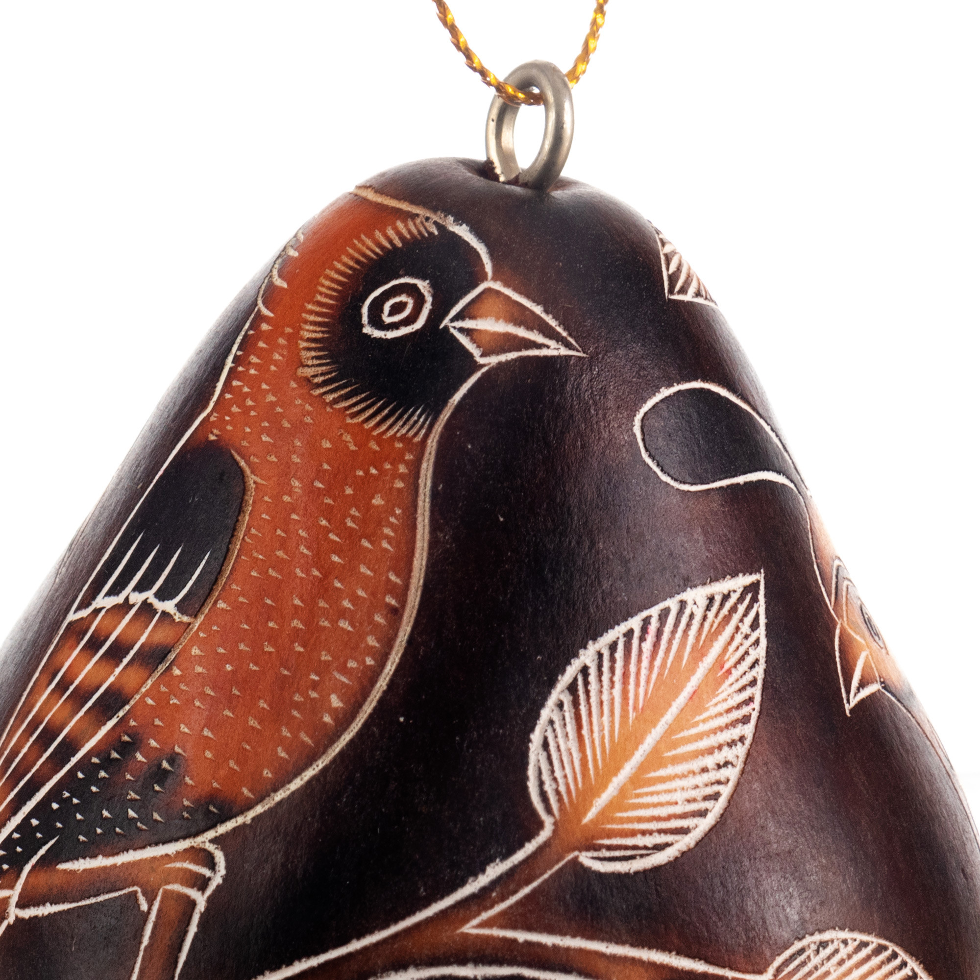 UNICEF Market Peruvian Handmade Dried Mate Gourd Bird Ornaments (set