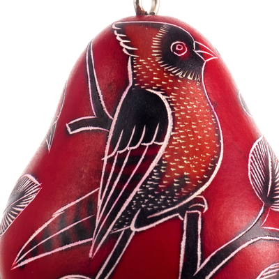 Getrocknete Mate-Kürbis-Ornamente, (3er-Set) - Hängende Vogelornamente aus getrocknetem Mate-Kürbis aus Peru (3er-Set)