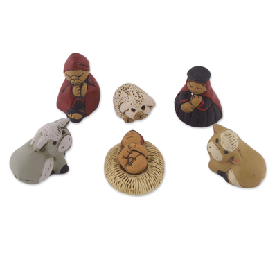 Andes Handcrafted 7 Piece Diminutive Ceramic Nativity Scene