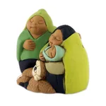 Ceramic nativity scene, 'Holy Family in Peru' - Petite Handcrafted Ceramic Andean Christmas Nativity Scene