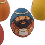 Ceramic nativity scene, 'Christmas Egg-citement' (7 pieces) - 7 Piece Egg-Shaped Diminutive Ceramic Nativity Scene