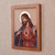 Cedar relief panel, 'Divine Heart' - Hand-Painted Cedar Wood Wall Relief Panel of Jesus from Peru (image 2b) thumbail