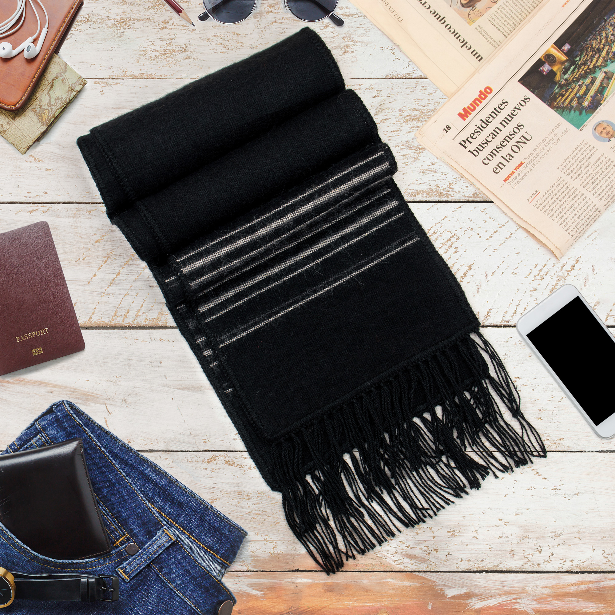 Bufanda Bufandas para clima frío Bufanda de lana para hombre Bufanda de  lana de punto a la moda suave y cálido bufandas chal (color: negro, tamaño