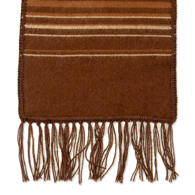 Bufanda de hombre en mezcla de alpaca - Bufanda tejida artesanal de mezcla de alpaca marrón para hombre