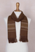 Men's alpaca blend scarf, 'Andean Clouds in Brown' - Men's Artisan Crafted Woven Brown Alpaca Blend Scarf (image 2c) thumbail