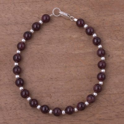 Garnet And Sterling Silver Beaded Bracelet From Peru Malbec Garnet Beaded Bracelet Malbec Vintage And Sterling Silver From