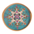 Reverse-painted glass tray, 'Colonial Elegance' - Reverse Painted Glass and Wood Turquoise Floral Round Tray (image 2b) thumbail