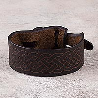 Tan Brown Leather Wristband Handmade Bracelet for Women - Nazca Tan ...