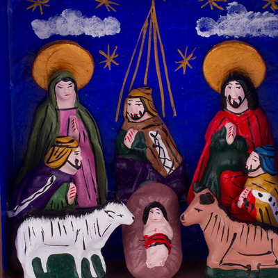 Holzretablo - Ayacucho Retablo im Weihnachtsthema „Drei Könige“ aus Peru