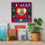 Wood retablo mirror, 'Love Divine' - Handcrafted Retablo Nativity Scene Wall Mirror from Peru