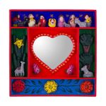 Wood retablo mirror, 'Love Divine' - Handcrafted Retablo Nativity Scene Wall Mirror from Peru
