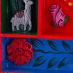 Wood retablo mirror, 'Love Divine' - Handcrafted Retablo Nativity Scene Wall Mirror from Peru