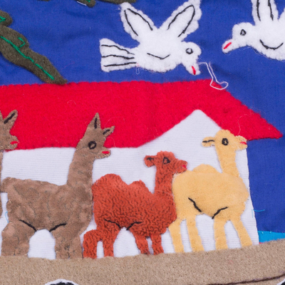Medias navideñas con apliques de algodón - Calcetín navideño con aplicación de algodón del Arca de Noé de Perú
