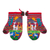 Cotton arpillera decorative mitts, 'Llama Walk' (pair) - Hand Made Cotton Arpillera Decorative Mitts Featuring Llamas (image 2a) thumbail