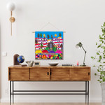 Cotton arpillera wall hanging, 'Market Splendor' - Hand Made Cotton Arpillera Wall Hanging of Peruvian Market