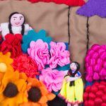 Cotton arpillera wall hanging, 'Market Splendor' - Hand Made Cotton Arpillera Wall Hanging of Peruvian Market
