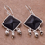 Obsidian dangle earrings, 'Gala Squares' - Black Square Obsidian Dangle Earrings from Peru (image 2b) thumbail