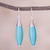 Sterling silver dangle earrings, 'Inca Queen' - Sterling Silver and Recon Turquoise Earrings from Peru thumbail