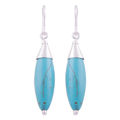 Sterling Silver and Recon Turquoise Earrings from Peru