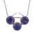 Sodalite pendant necklace, 'Planetary Trio' - Circular Sodalite and Silver Pendant Necklace from Peru thumbail