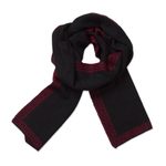 Alpaca blend reversible scarf, 'Incan Muse' - Red and Black Reversible Alpaca Blend Knit Scarf from Peru
