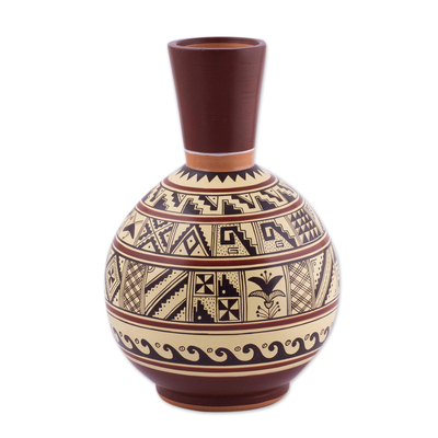 Ceramic Decorative Vase with Moche Icons from Peru