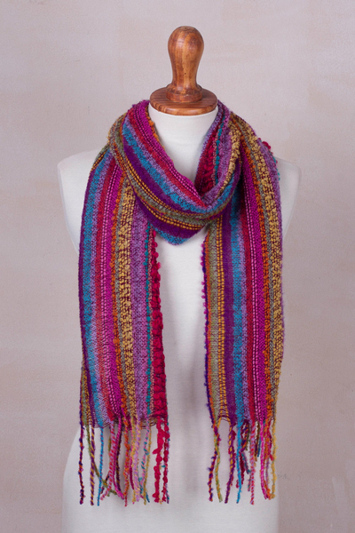 Baby alpaca blend scarf, Draped with Color