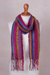 Baby alpaca blend scarf, 'Draped with Color' - Baby Alpaca Blend Hand Woven Colorful Striped Scarf (image 2) thumbail