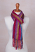 Baby alpaca blend scarf, 'Draped with Color' - Baby Alpaca Blend Hand Woven Colorful Striped Scarf (image 2b) thumbail