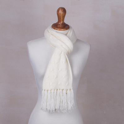 white knit scarf